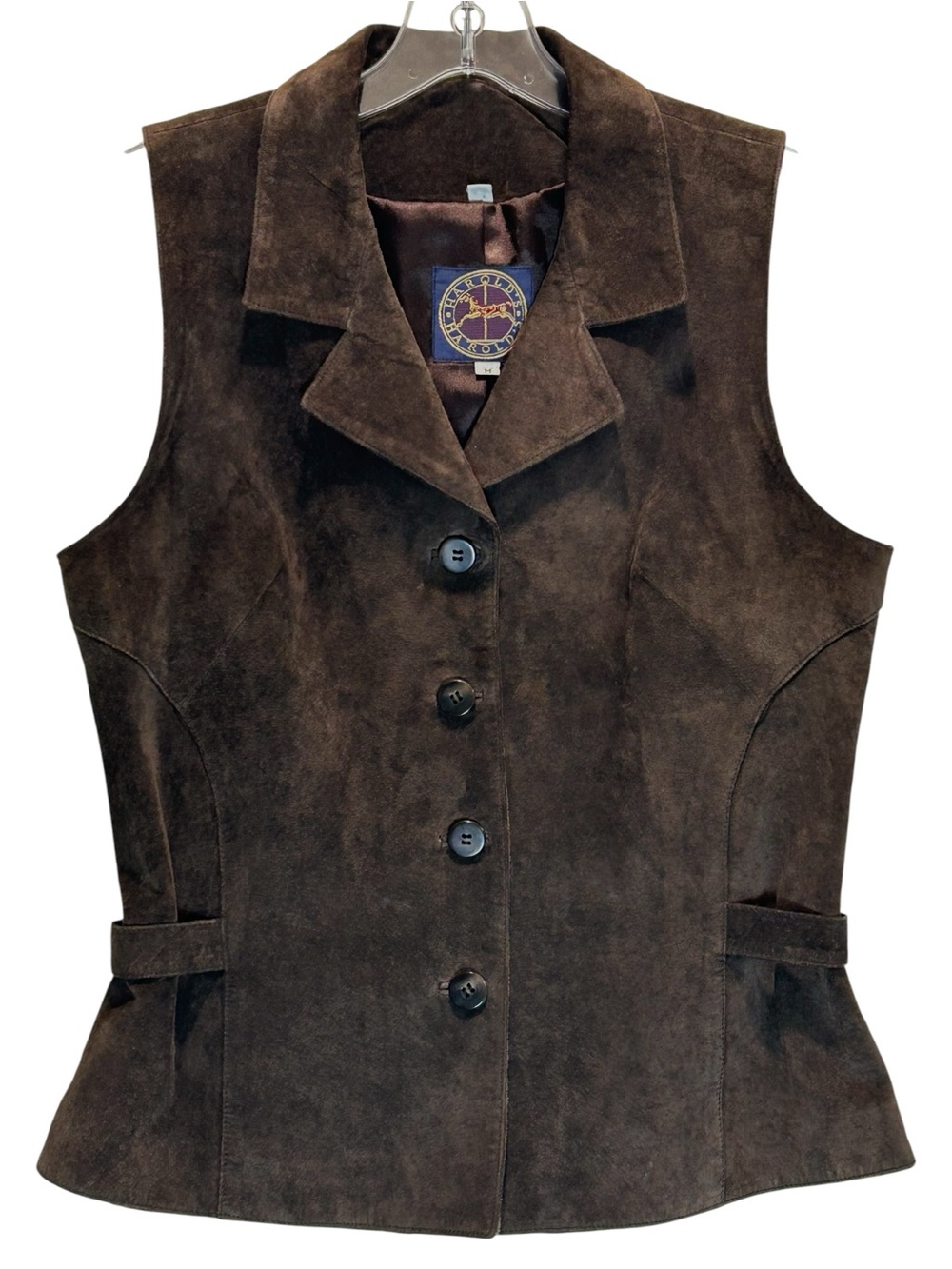 VTG Harold’s Women’s Chocolate Brown Suede Button-up Vest - Medium